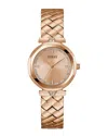 Guess Women's Tone Rose Gold Dial Watch In Gold
