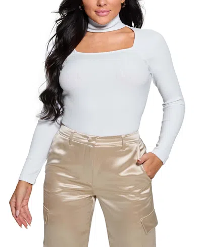 Guess Women's Tori Long-sleeve Ribbed Cutout-detail Top In White