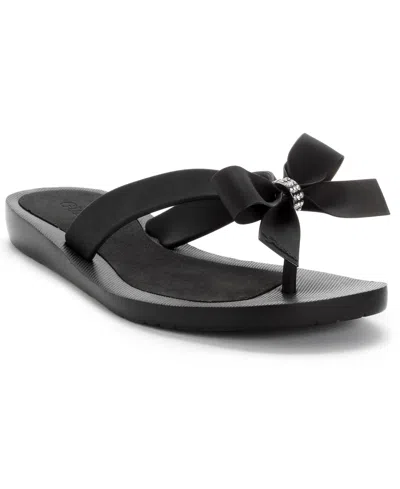 Guess Women's Tuta Low Embellished Bow Molded Flip Flops In Black