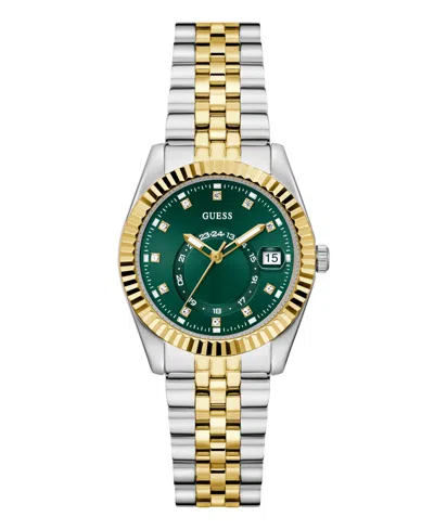 Guess Women's Two-tone Multi-function Date Watch, 34mm In Gold
