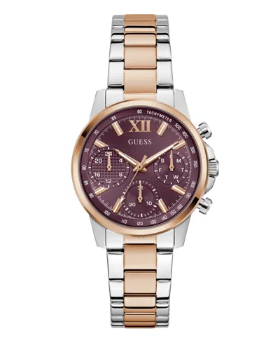 Guess Women's Two-tone Multi-function Watch, 36mm In Gold