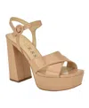 Guess Women's Vallenn Platform Block Heel Dress Sandals In Brown