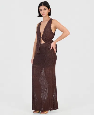 Guess Women's Vivianne Crochet High-waisted Maxi Skirt In Burgundy