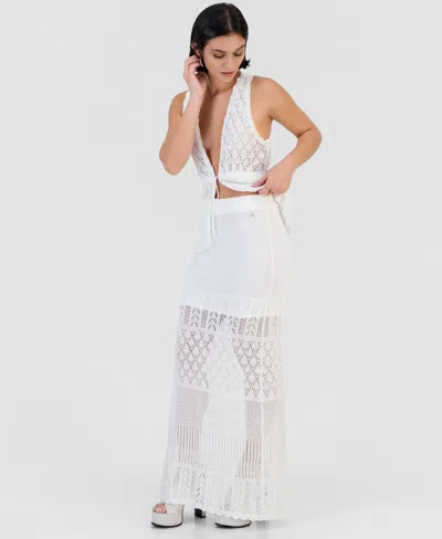 Guess Women's Vivianne High-waisted Crochet Maxi Skirt In White