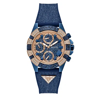 Pre-owned Guess Women Watch Iconic 40th Gw0813l1 Silicone