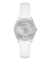 Guess Women's White Silver Tone Analog Watch, 32mm In Silver