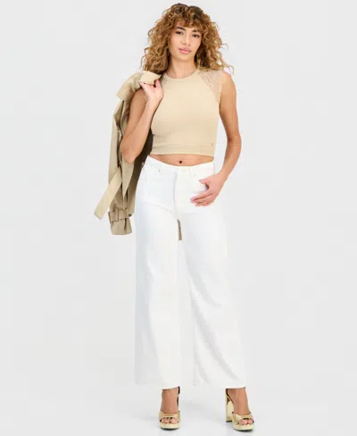 Guess Women's Wide-leg Ankle Jeans In White