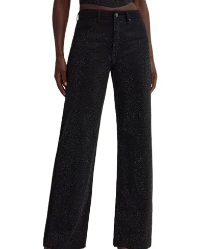 Guess Women's Wide Leg High-rise Rhinestone Jeans In Black