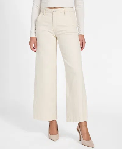 Guess Women's Wide Leg Stretch Denim Jeans In White