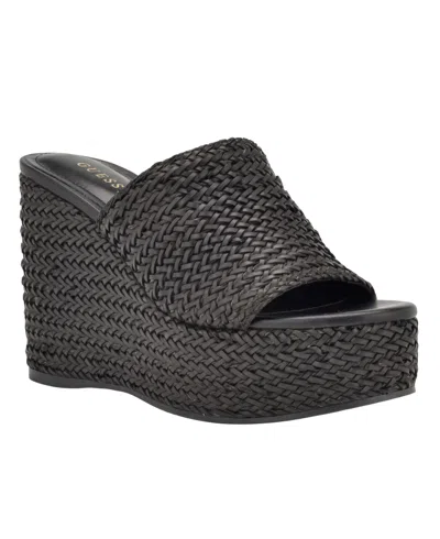 Guess Women's Yenisa Platform Wedge Sandals In Black Weave
