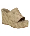 Guess Women's Yenise Single Band Slide Platform Wedge Sandals In Gold