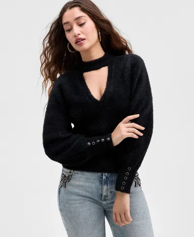 Guess Women's Yuki Neck-cutout Sweater In Black