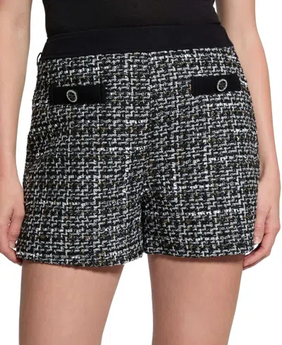 Guess Women's Yvonne Tweed Shorts In Black And White Boucle