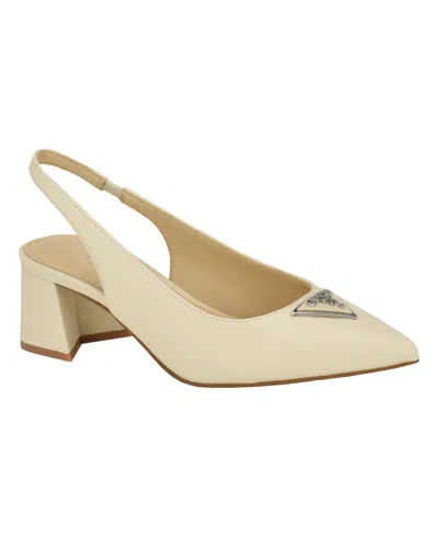 Guess Women's Zanda Slingback Block Heel Pumps In Cream,ivory