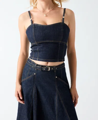 Guess Women's Zelda Denim Cropped Bustier Top In The Citadel