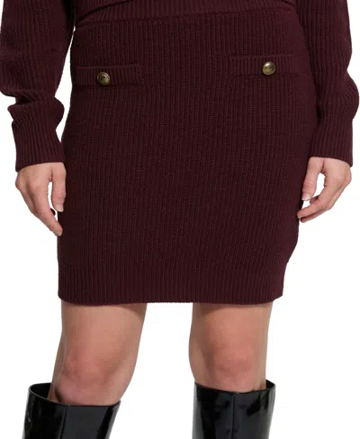 Guess Women's Zylee Button-trim Mock-neck Sweater In Red Noir