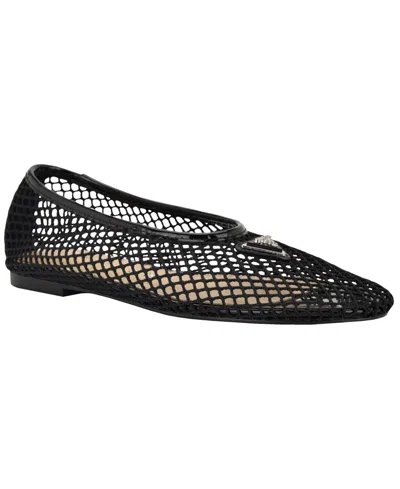 Guess Womens Aylora Triangle Logo Woven Mesh Ballet Flats In Black