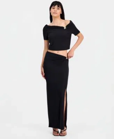 Guess Womens Brigitte Off The Shoulder Top Midi Skirt In Black