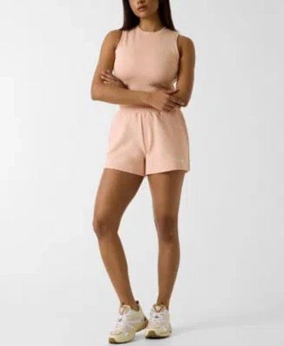 Guess Womens Clara Round Neck Sleeveless Crop Top Relaxed Fit High Rise Shorts In Pink