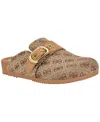 Guess Womens Galavanta Buckle Slip-on Flat Clogs In Multi
