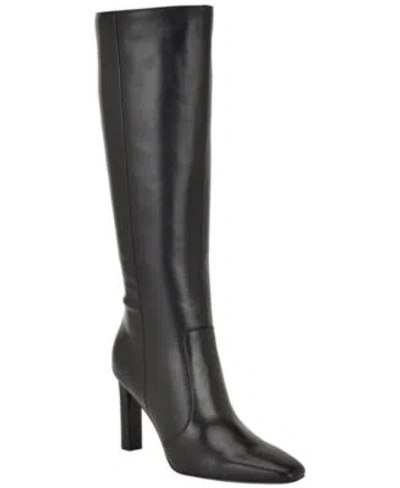 Guess Womens Hartin Tall Block Heel Boot Regular Wide Calf In Black