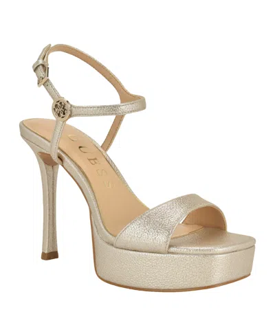 Guess Womens Hendora Leather Platform Stiletto Dress Sandals In Gold