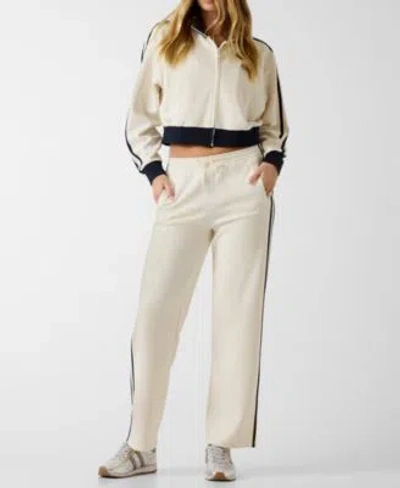 Guess Womens Hoshi Full Zip Cropped Sweatshirt Side Band Straight Leg Jogger Pants In Dove White