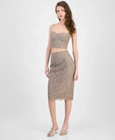 Guess Womens Josiane Cropped Lace Corset Top Josiane Lace Pencil Skirt