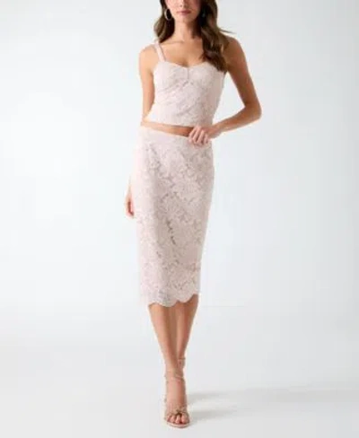Guess Womens Katrina Bralette Lace Top Midi Lace Pencil Skirt In Gray