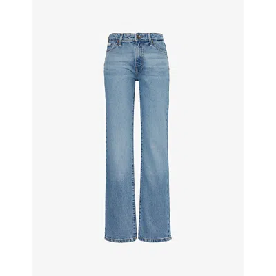 Guess Womens  Mid-rise Straight-leg Denim Jeans In Light Vintage Wash