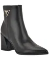 Guess Womens Lusera Flared Block Heel Dress Booties In Black