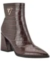 Guess Womens Lusera Flared Block Heel Dress Booties In Brown