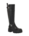Guess Womens Lynnie Tall Buckle Moto Lug Boots Regular Wide Calf In Black