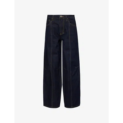 Guess Womens  Originals Baggy Tapered-leg Denim Jeans In Original Dark Rinse