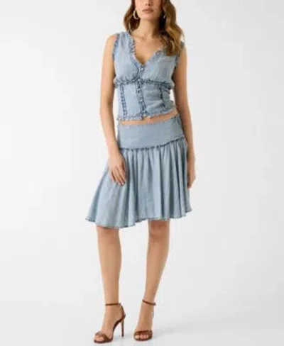 Guess Womens Rebeca Sleeveless V Neck Top Remedios A Line Pull On Mini Skirt In Blue