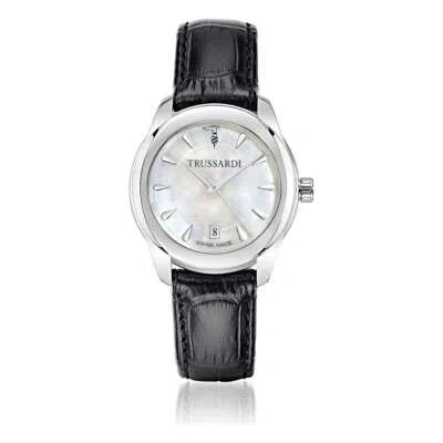 Pre-owned Guess Womens Wristwatch Trussardi T01 R2451100503 Leather Black Swiss Made