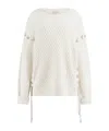 Guess Wool-blended Thick Thread Sweater In White