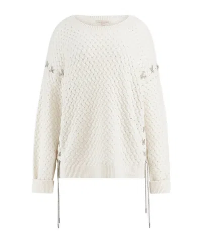 Guess Wool-blended Thick Thread Sweater In White