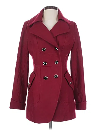 Pre-owned Guess Wool Coat In Burgundy