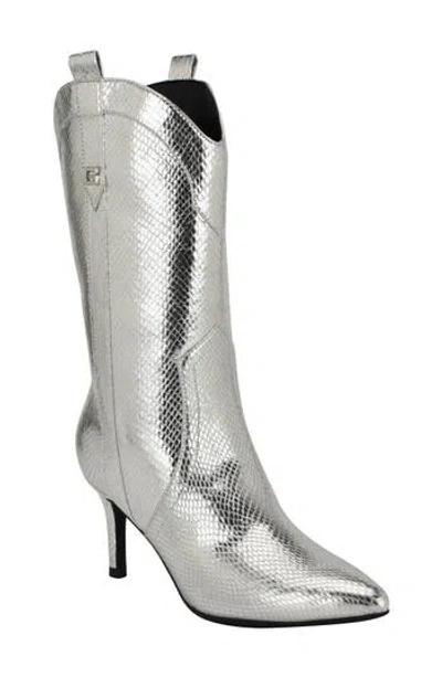 Guess Wurlie Snakeskin Embossed Western Boot In Multi