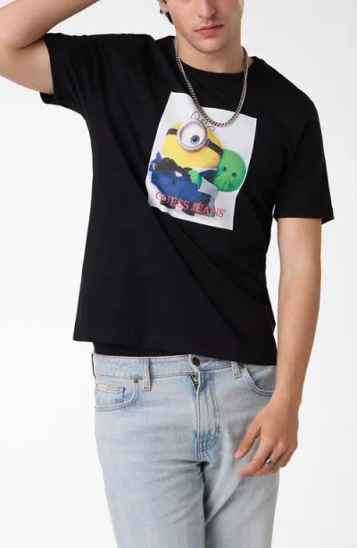 Guess X Minions Photo Cotton Graphic T-shirt In Black