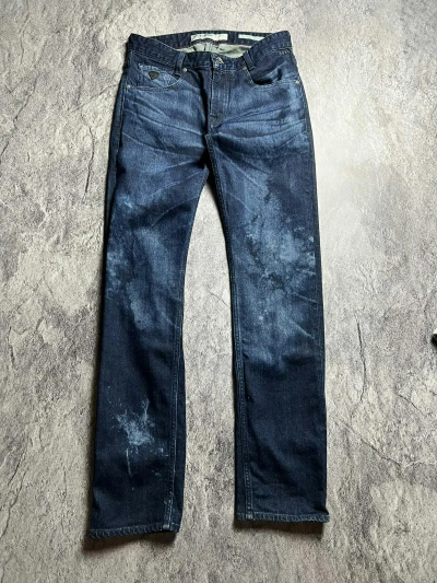 Pre-owned Guess X Vintage Y2k Guess Wash Paint Japan Tapered Japan Style Pants Jeans In Dark Blue
