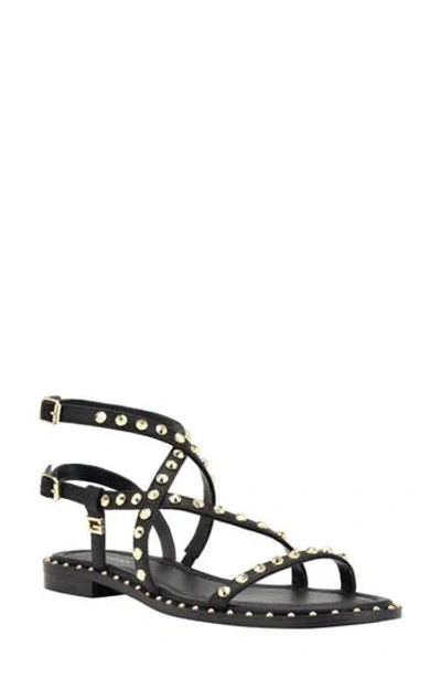 Guess Yamara Studded Gladiator Sandal In Black