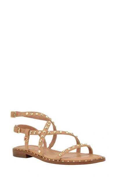 Guess Yamara Studded Gladiator Sandal In Light Natural 110