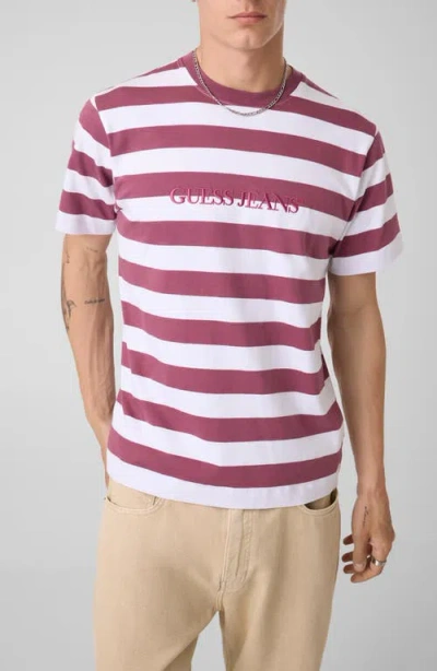 Guess Yarn Dye Stripe Organic Cotton T-shirt In Multi