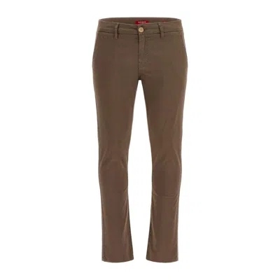 Guess Yellow Cotton Casual Pants In Brown