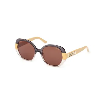 Guess Yellow Resin Sunglasses In Brown