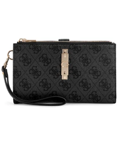 Guess Yvonne Logo Mini Organizer Wallet In Coal Logo