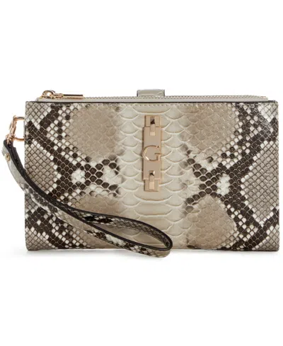 Guess Yvonne Logo Mini Organizer Wallet In Natural