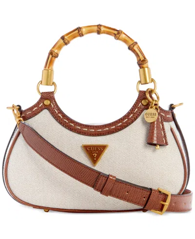 Guess Zabry Mini Canvas Top Handle Satchel In White